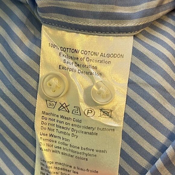 XXL Kent and Curwen Blue-White Striped LS Shirt - Picture 3 of 6